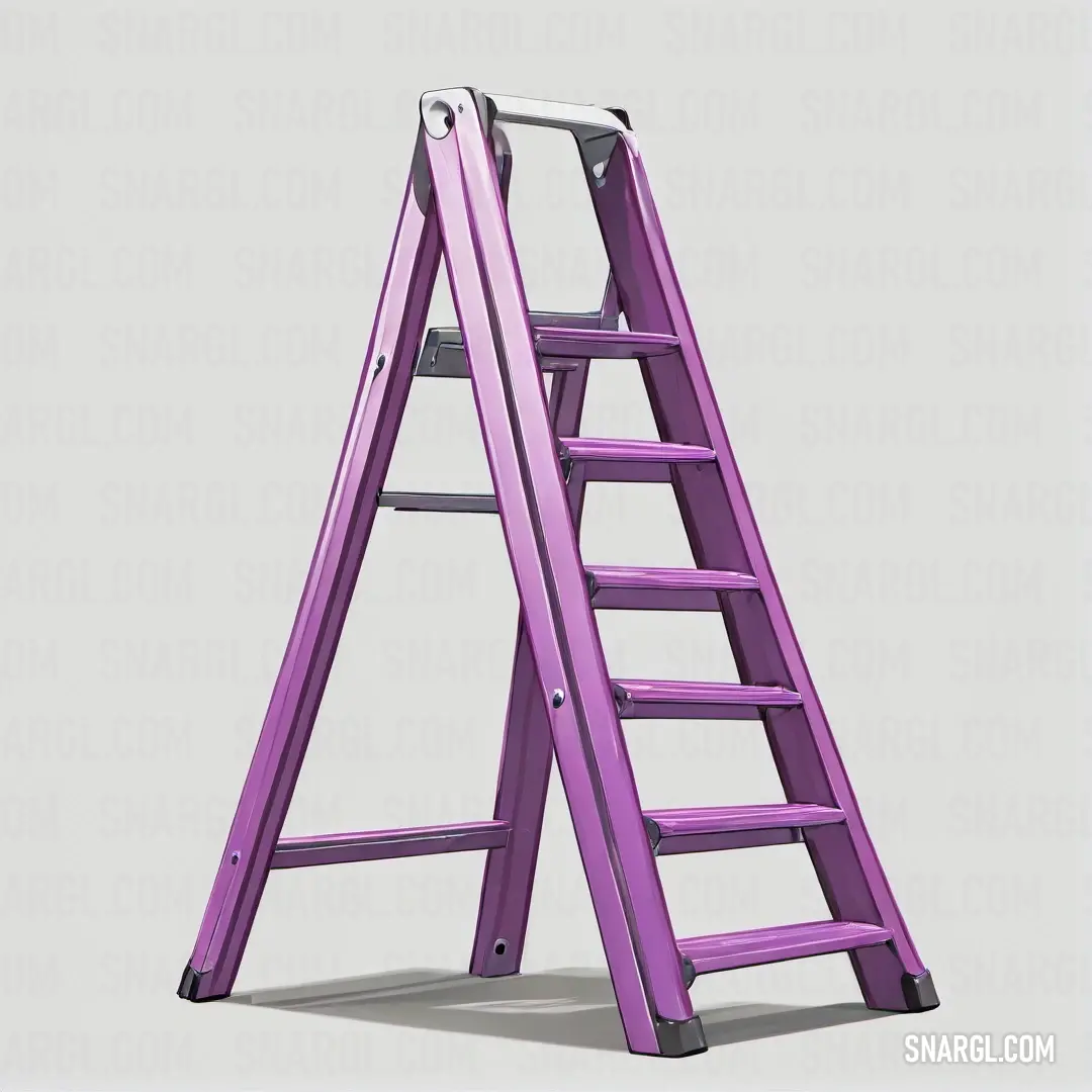 Purple ladder is standing upright on a white background. Color NCS S 3040-R50B.