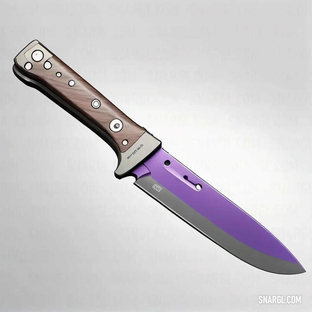 Purple knife with a brown handle on a white background. Example of NCS S 3040-R60B color.