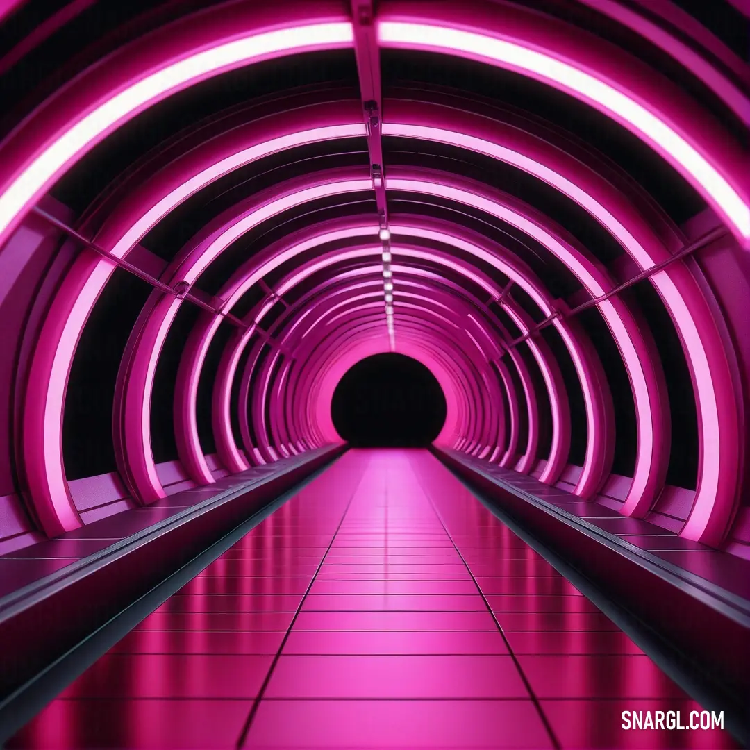 Tunnel with a long corridor and a long corridor with lights on it and a long walkway with a long tunnel between the two sides