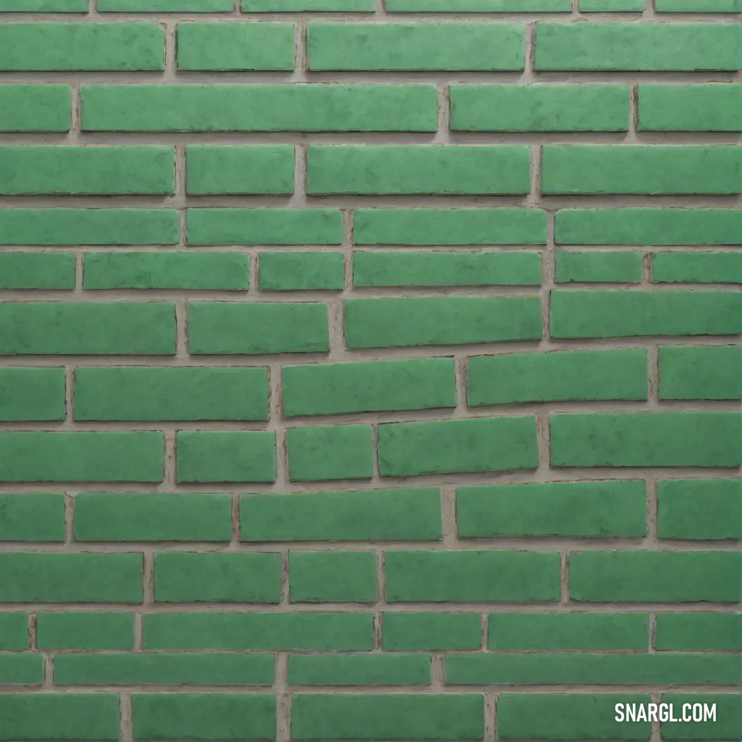 NCS S 4030-G10Y color. Green brick wall with a red stop sign on it's side
