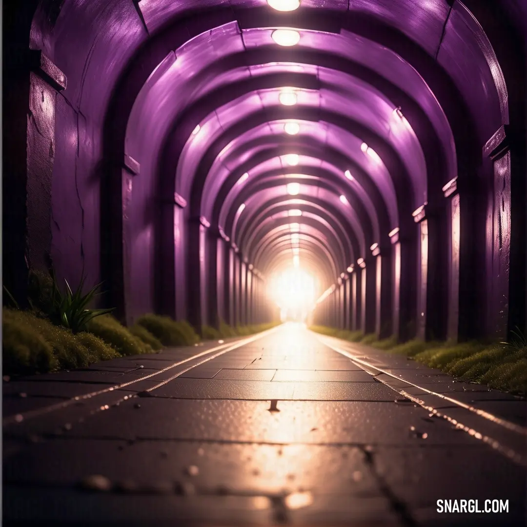 NCS S 4040-R40B color. Tunnel with a light at the end of it