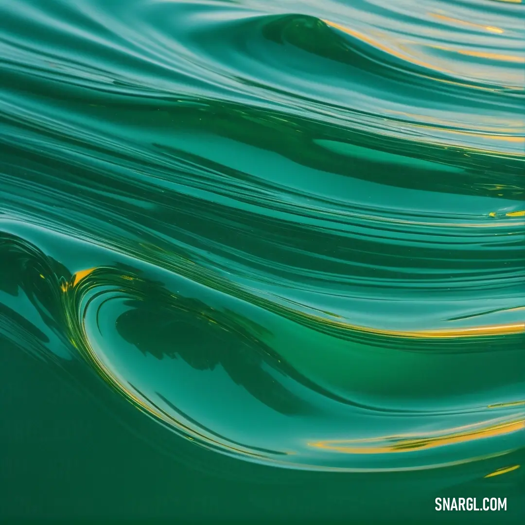 Green and yellow water with a wave in it's center. Color CMYK 100,0,60,45.