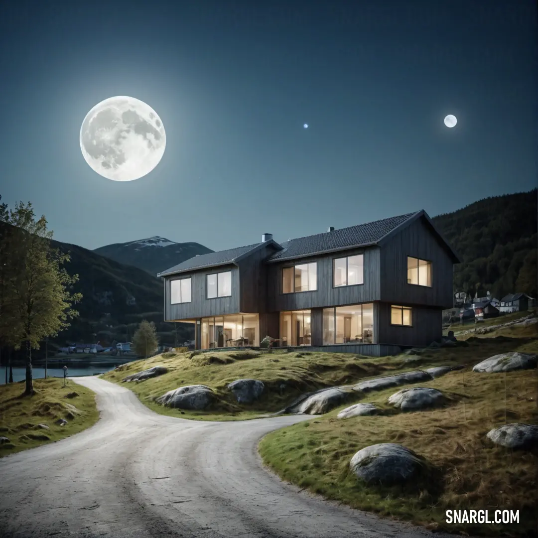 House with a full moon in the background. Example of NCS S 5020-B color.