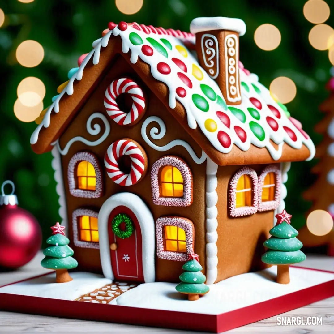 NCS S 5030-Y30R color example: Gingerbread house with candy on top of it