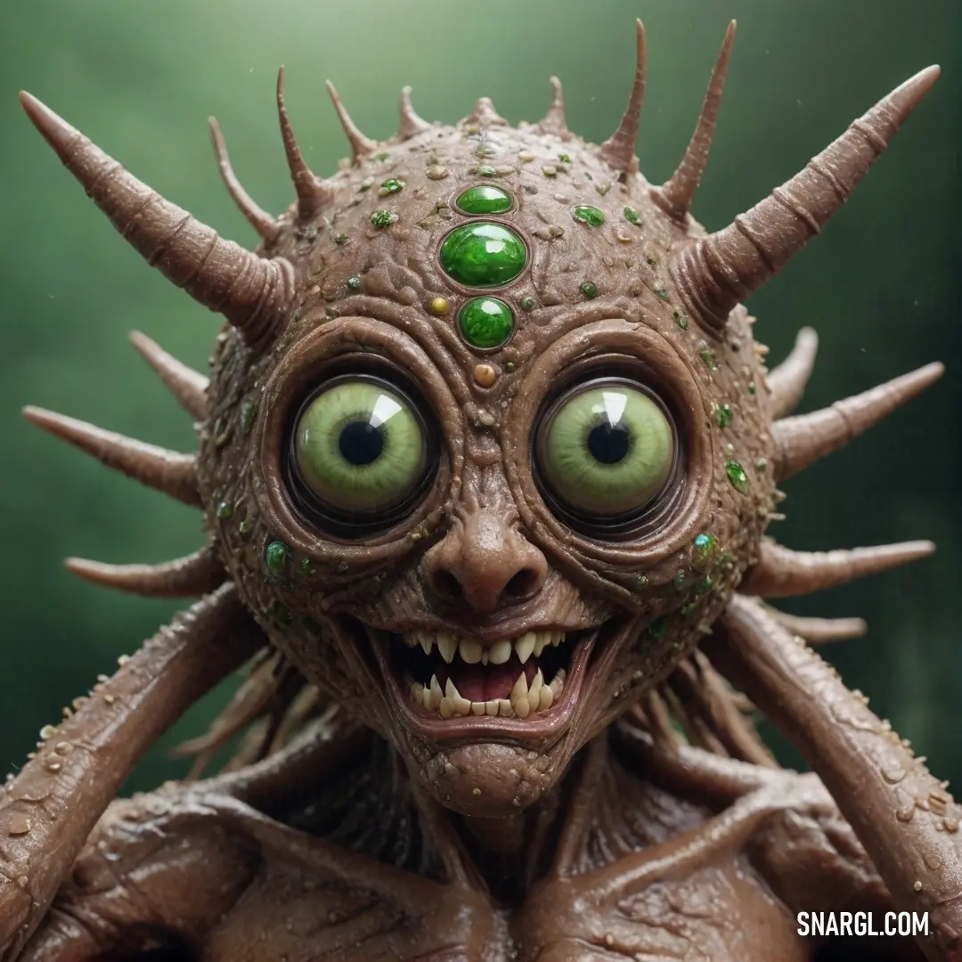 A close-up of a bizarre creature with large expressive eyes and notable horns, radiating both intrigue and creepiness, nestled against a surreal backdrop, drawing viewers into its enigmatic world.