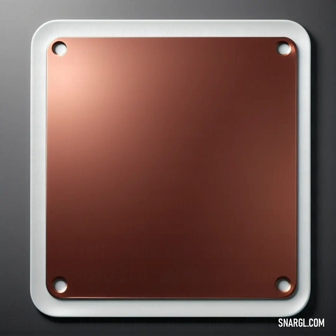 Metal plate with a hole in the middle of it on a gray background. Color NCS S 7020-Y80R.