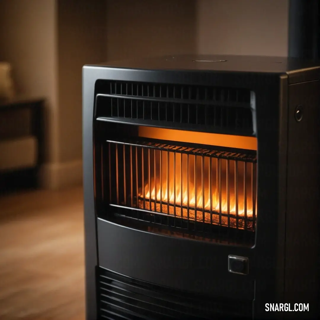 A classic black stove with a mesmerizing flame flickering beside a comfy chair sets the scene for warmth and relaxation, creating an inviting atmosphere in the room.