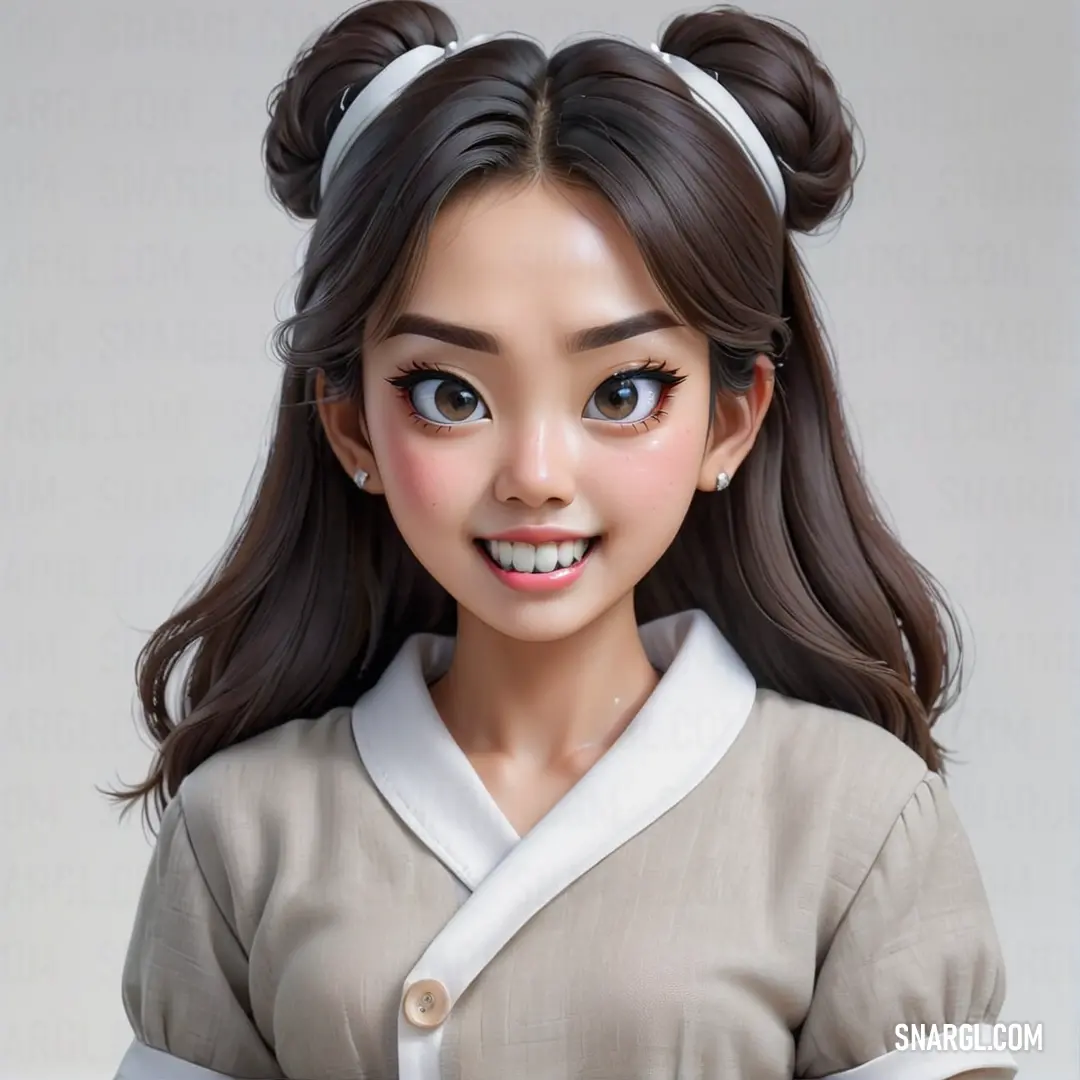 Doll with a white shirt and a brown hair and a white shirt. Color #2A1F24.