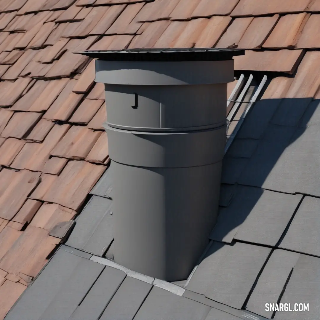 A charming chimney rises from a rooftop, complete with a vent atop, surrounded by a peaceful skyline, presenting a sense of comfort and home amidst urban landscapes.