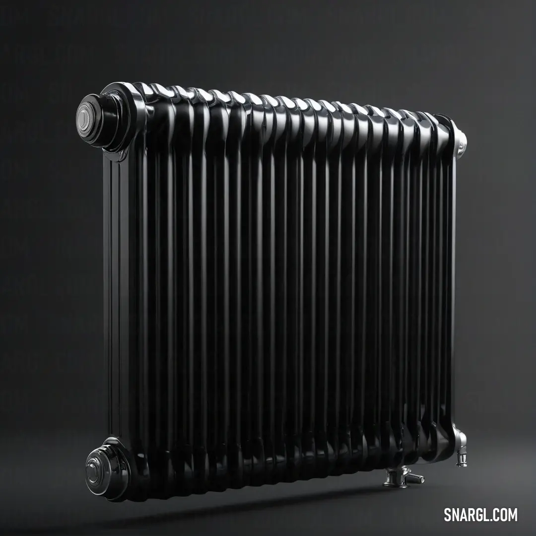 A sleek black radiator contrasts sharply against an equally dark background, illustrating a minimalist aesthetic with its clean lines and understated elegance, perfect for modern interior design.