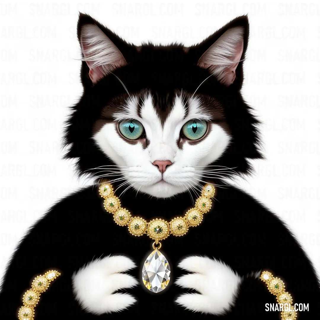 NCS S 8505-R80B color example: Cat with a necklace and a diamond necklace on it's neck