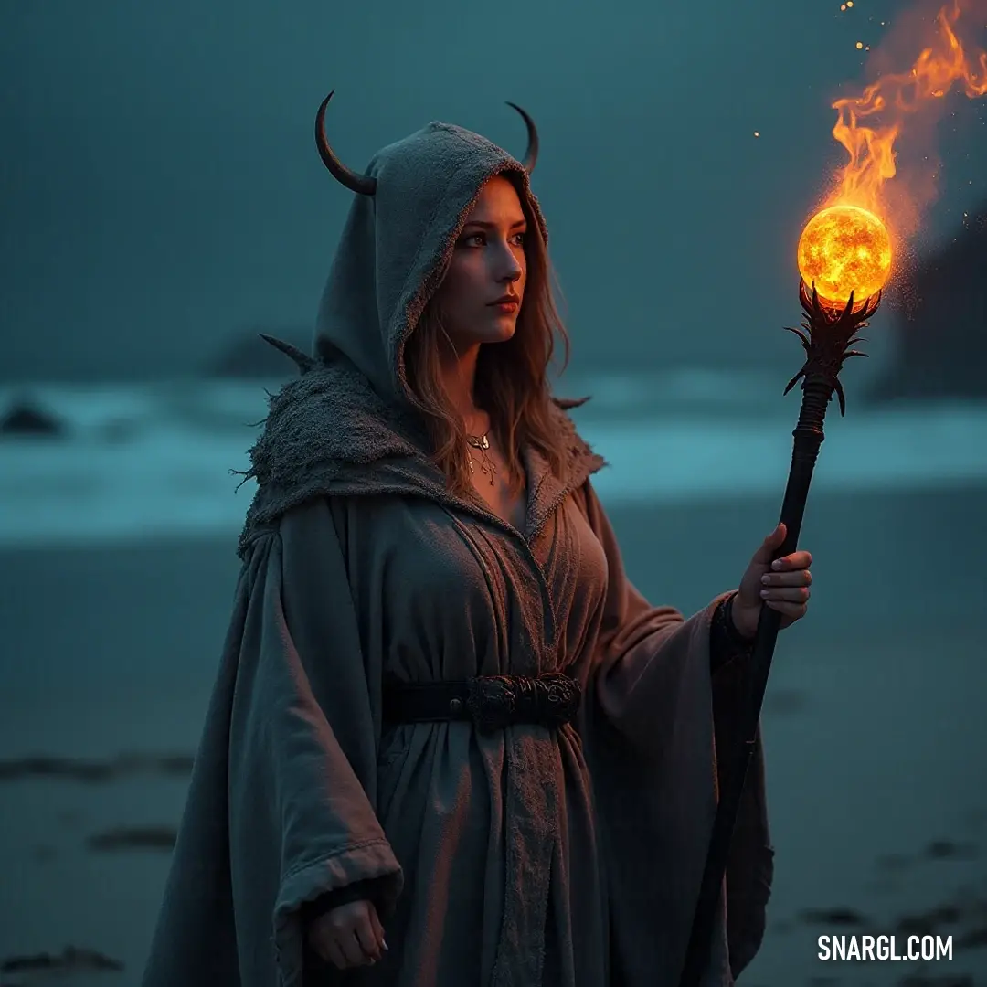 A majestic Mage conjuring a radiant fireball on a moonlit beach under a starry sky. A majestic Mage draped in a mystical robe conjures a radiant fireball under the nocturnal sky, the moon casting its silver glow on a secluded beach, where the waves gently kiss the shore.
