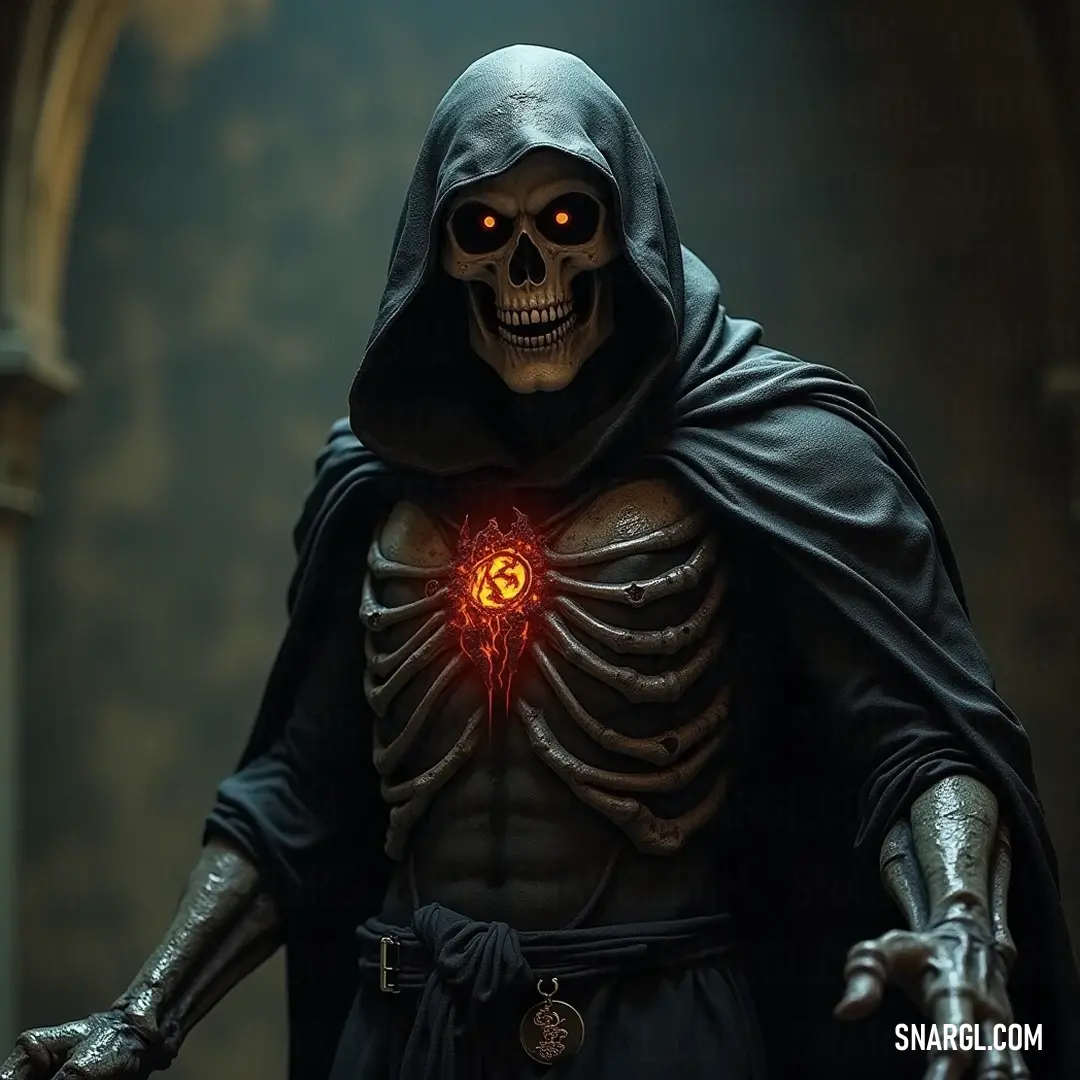 With an air of menace, the Necromancer's Minion stands watch, their piercing glowing eye captivatingly hinting at the mysteries and dark arts that shroud their existence. Necromancer's Minion, draped in a shadowy hooded outfit, reveals a singular, glowing eye, casting an ominous glow that trails into the unknown, a harbinger of darkness lurking in the depths of the unseen world.