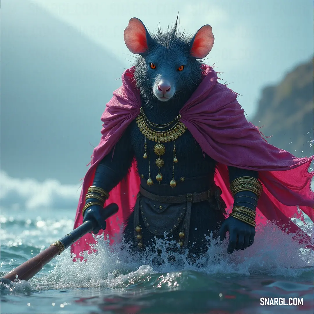 Nik, in costume, enjoys a peaceful moment paddling in a boat, surrounded by the calm and beauty of the water and nature. Nik, dressed in a playful costume, paddles through calm waters in a boat. A tranquil atmosphere surrounds him, with the reflections of the boat and nature in the serene water adding to the peacefulness of the scene.
