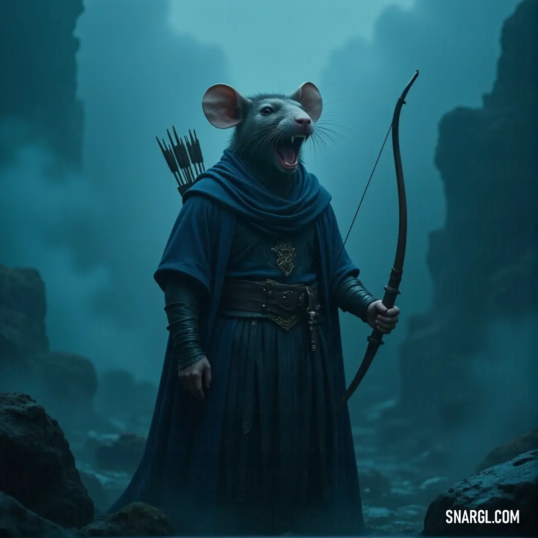 Nik stands tall in a blue outfit, holding a bow and arrow, his cape fluttering in the wind. His focused expression and poised stance suggest he's ready for any challenge ahead in the adventure that awaits.