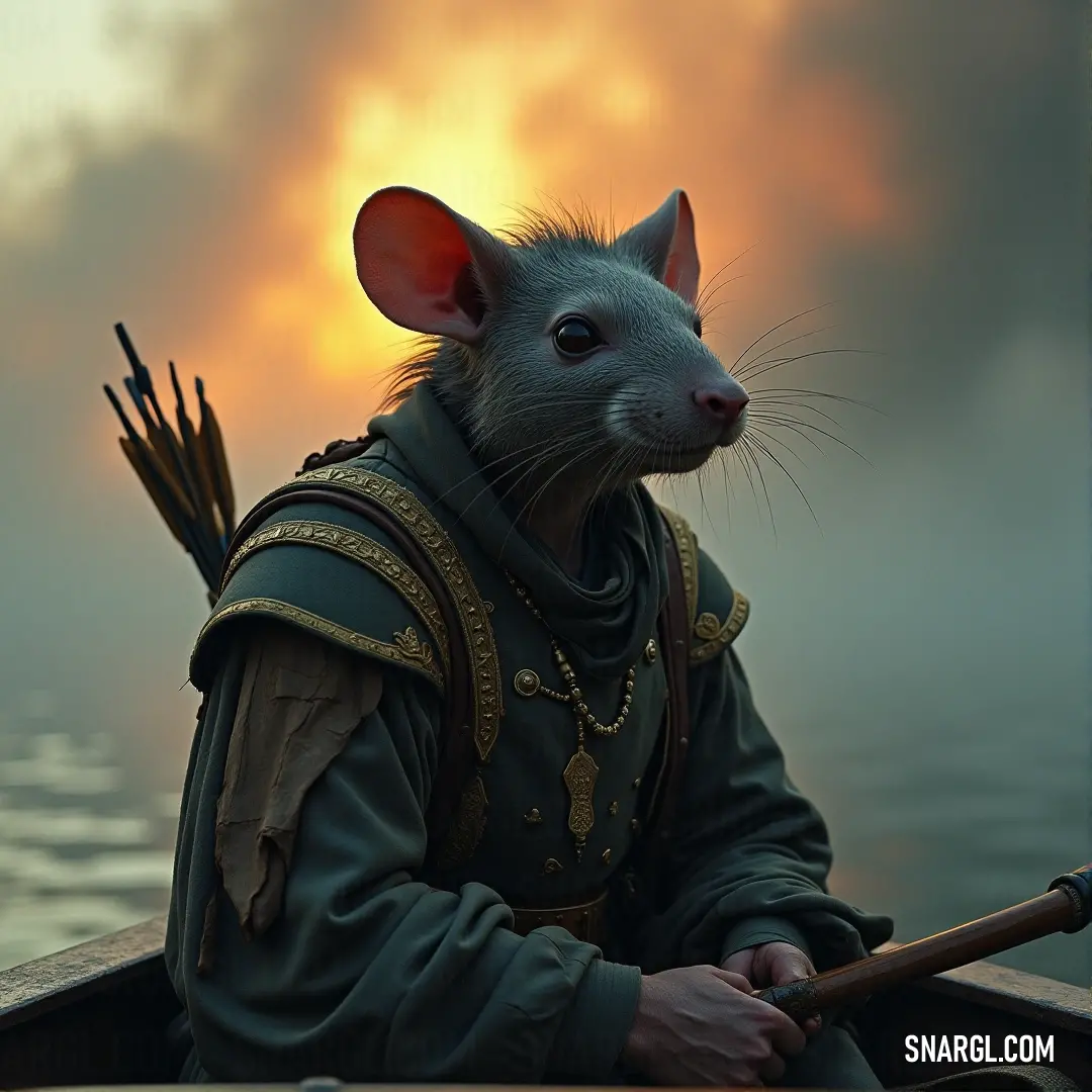Nix, in a boat with a sunset backdrop, shares a tranquil moment with another figure, the calm water reflecting the peaceful surroundings. Nix, now in a boat, floats calmly on the water with a stunning sunset behind them. The silhouette of another person, holding a stick, adds a sense of companionship and mystery to the serene scene.