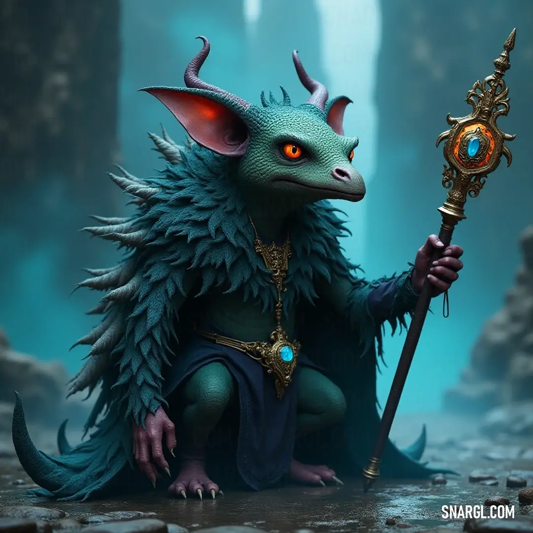 An enigmatic Nix with a radiant blue coat holds a glowing staff and a golden key, symbolizing the magic and adventure that lies within, set against a fantastical background. A striking figure of Nix, adorned in a vibrant blue coat, clutches a glowing staff in one hand while holding a golden key in the other, exuding an aura of mystery and power in an enchanting setting filled with magic.