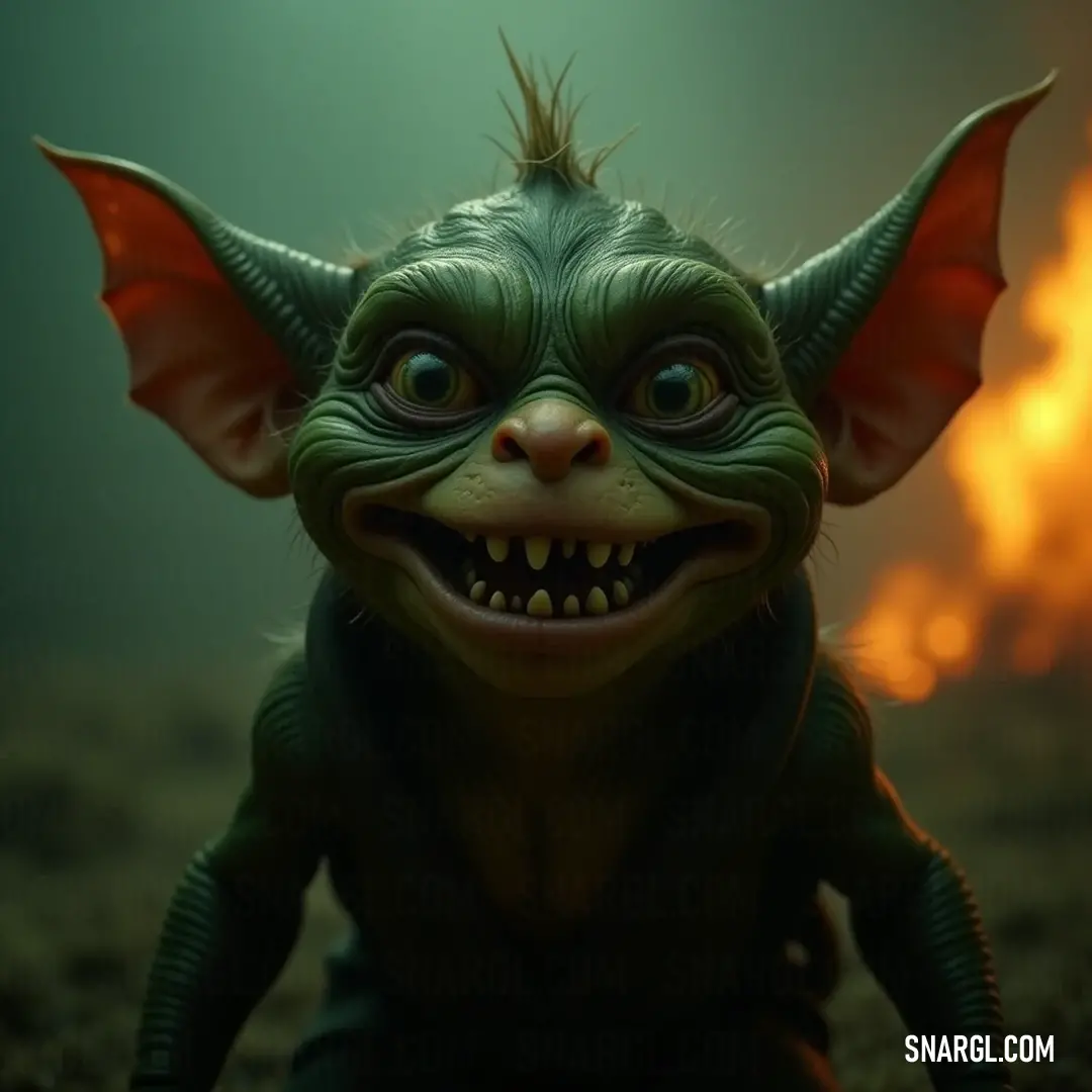 An exuberant green figure displaying a big smile and oversized teeth against a vivid green backdrop, capturing pure joy and friendliness. A cheerful green character with a wide, toothy grin, radiating positivity, set against a bright green background that enhances its joyful expression.