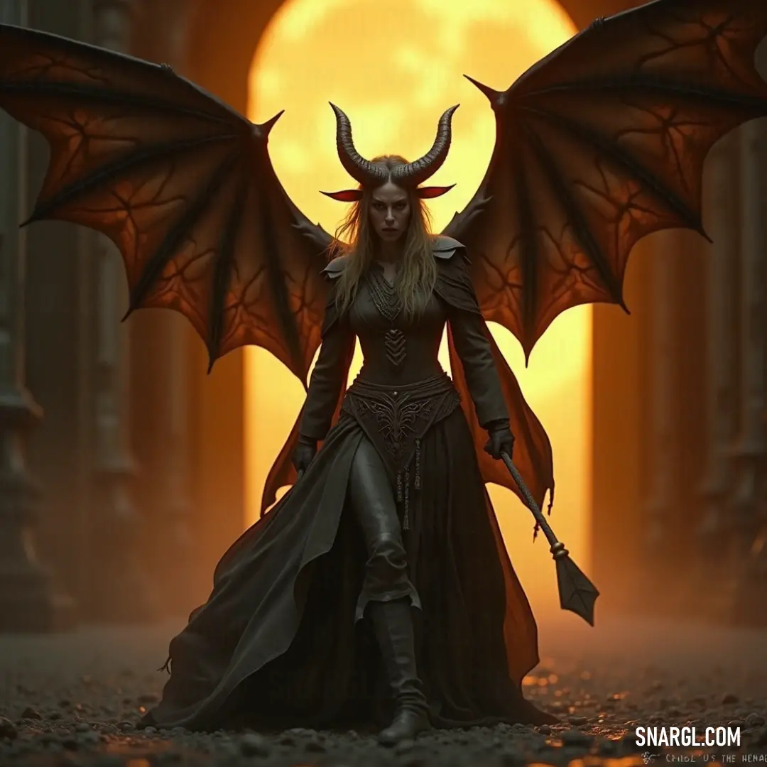 Nydia, dressed in a fantasy costume with dragon wings on her head, emanates an air of confidence and power, ready for whatever challenges lie ahead. Nydia, in an elaborate costume featuring dragon wings on her head, stands with a confident stance. The costume gives her a fantasy-like aura, blending fierce strength with elegance.