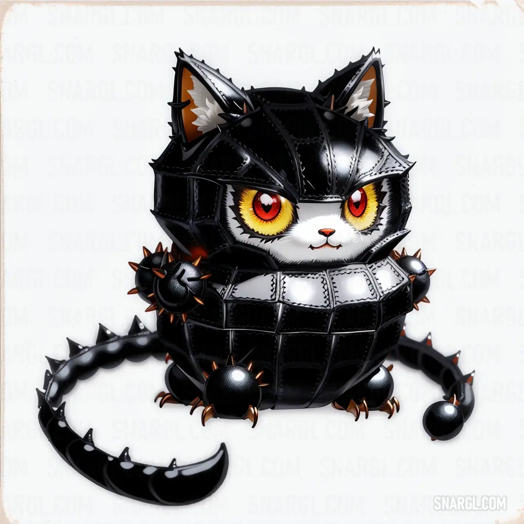 Onyx color example: Black and white cat with yellow eyes and spikes on its chest