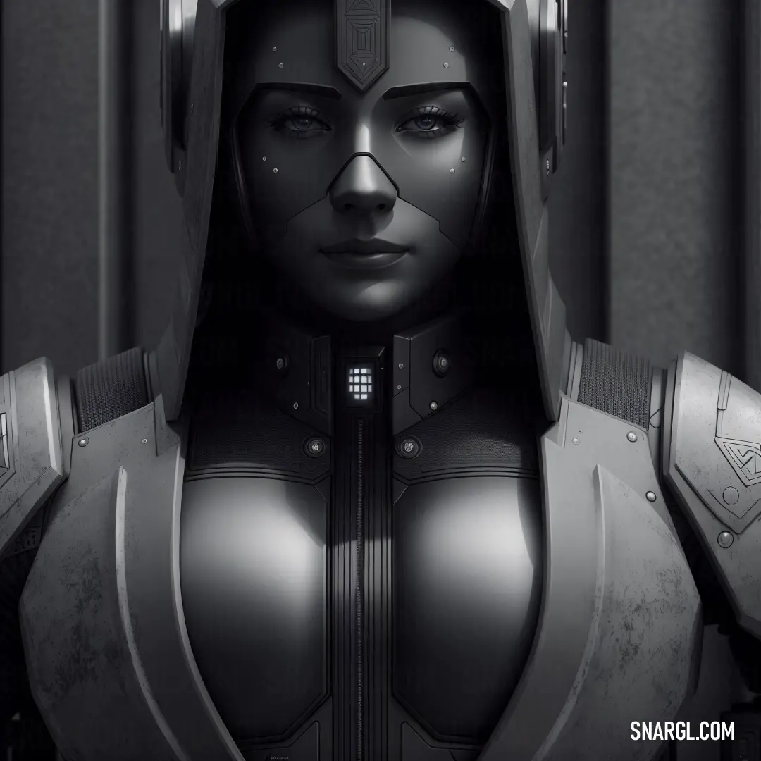 Woman in a futuristic suit with a helmet on her head