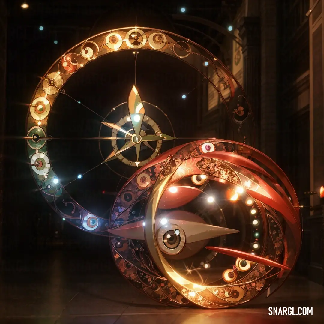 Large metal object with a clock on it's face and a star in the middle of it