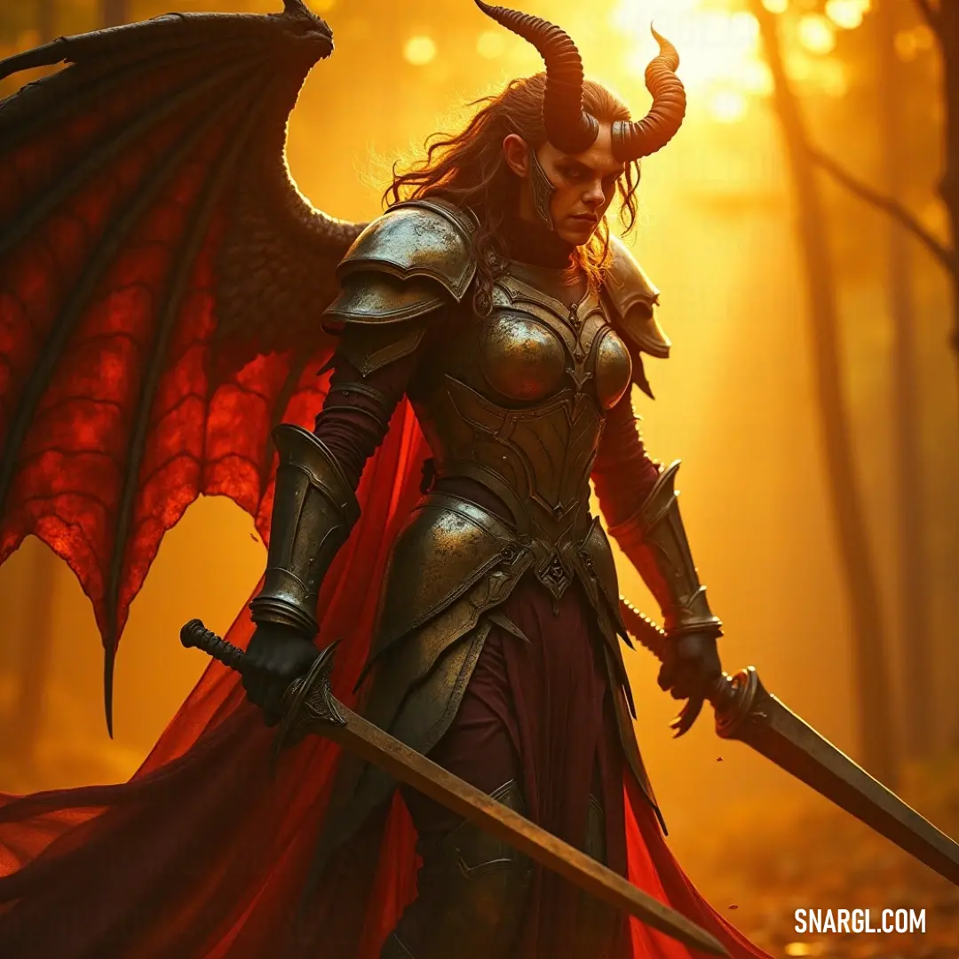 Ophelia, clad in armor and wielding a sword, stands in a dark forest with a demon-like creature on her shoulder, exuding power and mystery. Ophelia, dressed in armor and holding a sword, stands tall in a dark forest. A mysterious demon-like creature rests on her shoulder, adding an element of intrigue and strength to the scene.