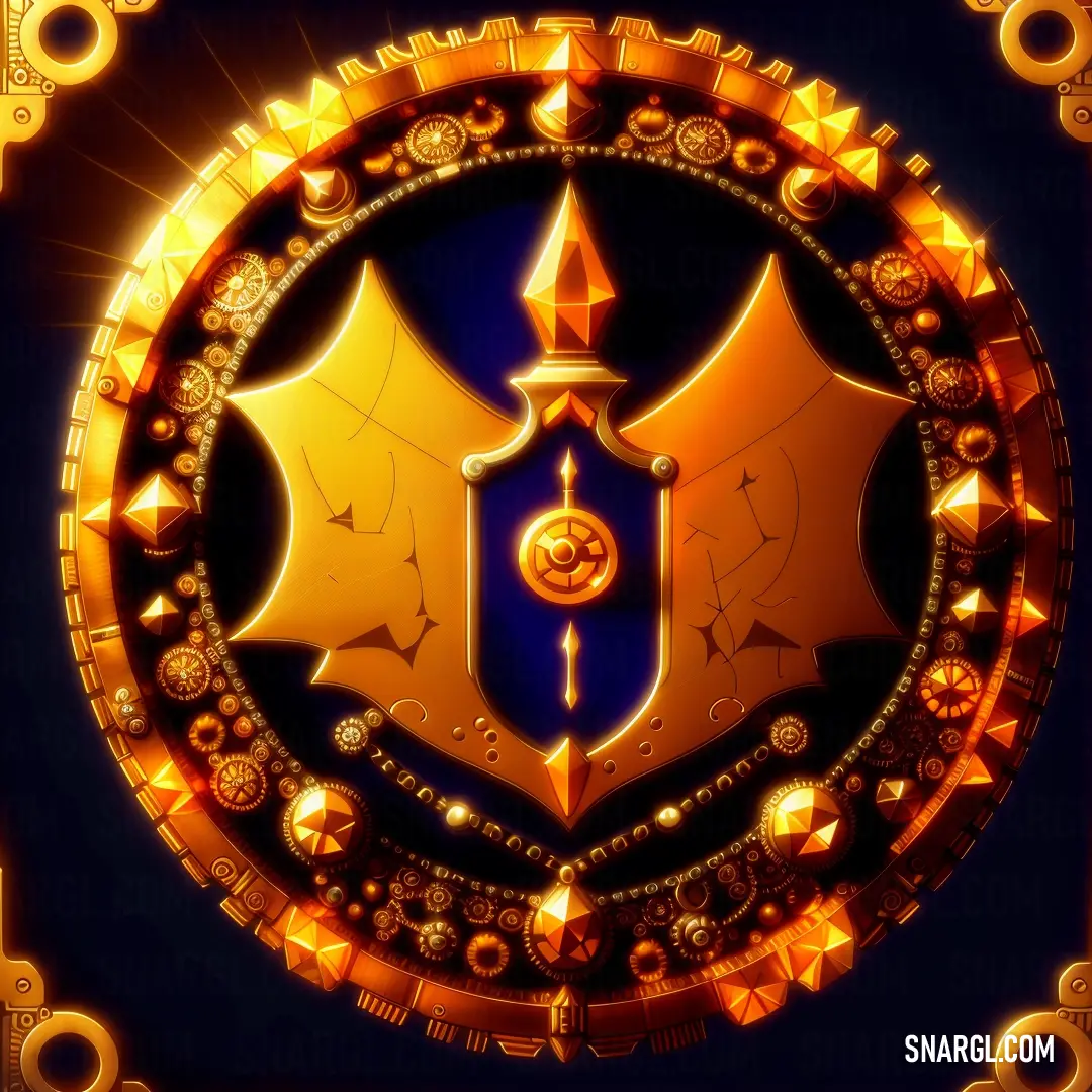 Golden shield with a blue background. Color #FF9F00.