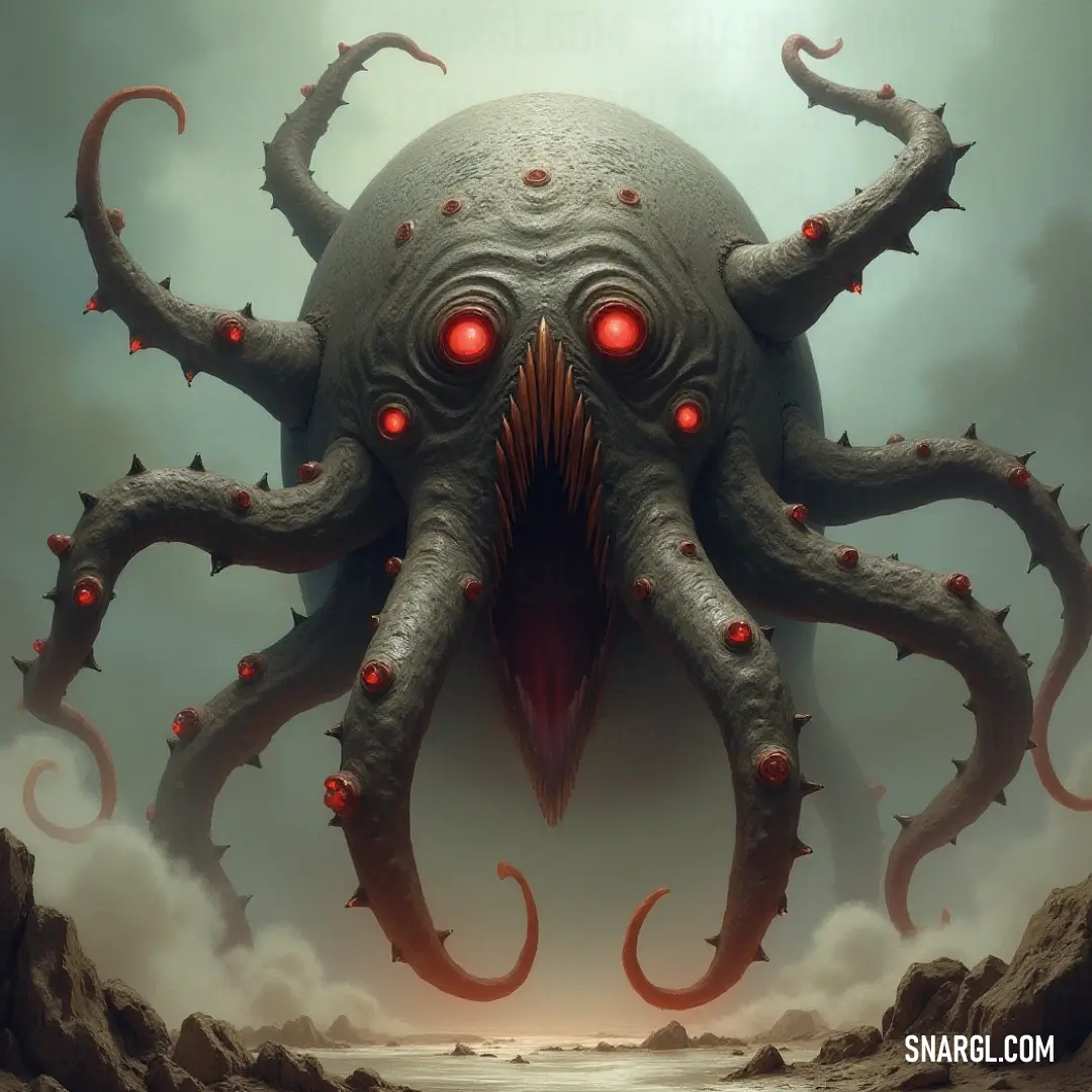 A fearsome Orb of Destruction, its enormous red eyes and jagged teeth sending waves of terror, watches over its domain as it waits to unleash its devastation. A Giant Orb of Destruction hovers ominously, its red eyes glowing with malevolent power. Its massive head, lined with jagged teeth and a huge mouth, seems to consume everything around it.