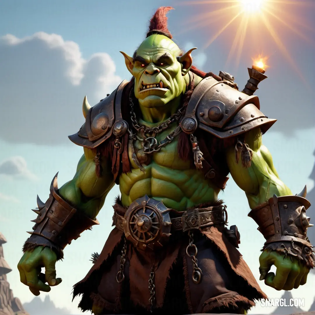 Orc with a horned head and a sword in his hand