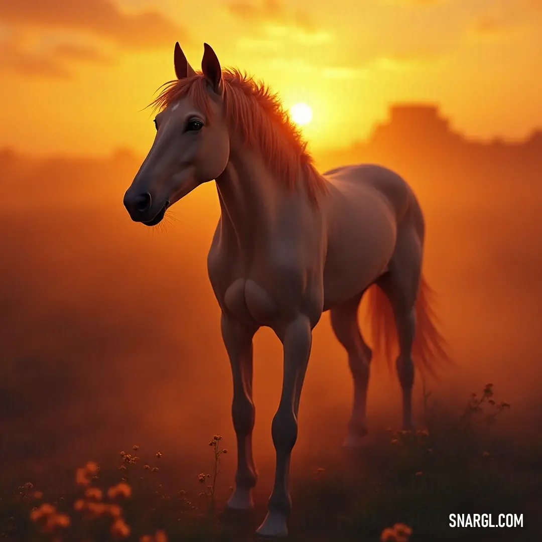 Orla amidst a radiant sunset in a fog-draped field, creating a magical aura of tranquility. Orla stands in a breathtaking field at sunset, the radiant sun casting a golden glow, silhouetting her against a backdrop of mystery and beauty as fog rolls in from the horizon.