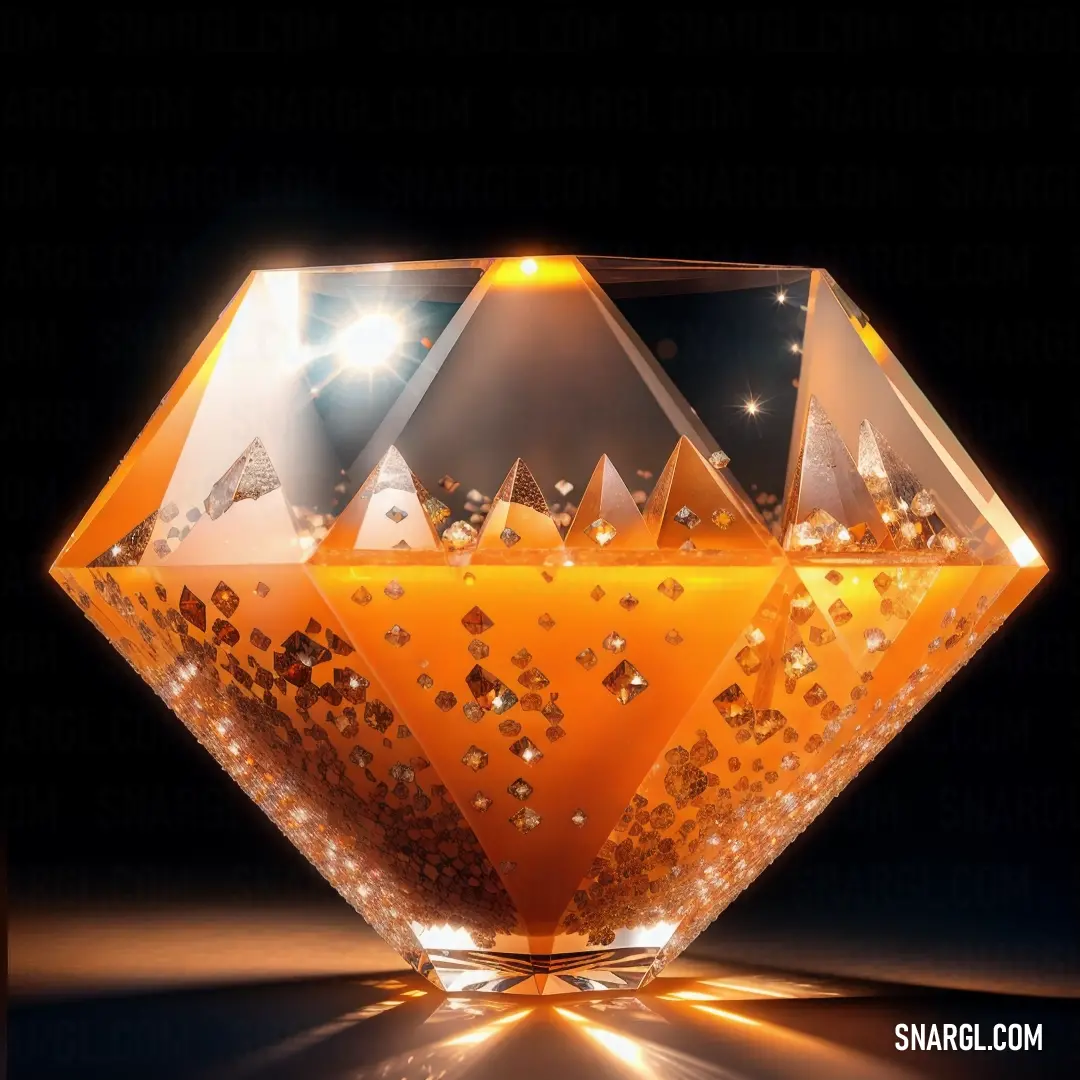 Glass bowl with a diamond pattern on it and a light shining on it's side and a black background