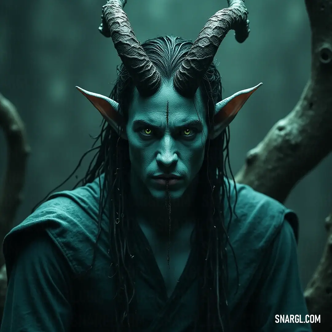 A horned warrior stands amidst the serene woods, embodying the spirit of the forest. A striking figure with majestic horns emerges from the woods, enveloped by towering trees and enveloping branches. His presence blends seamlessly into the enchanting forest backdrop, hinting at ancient wisdom.