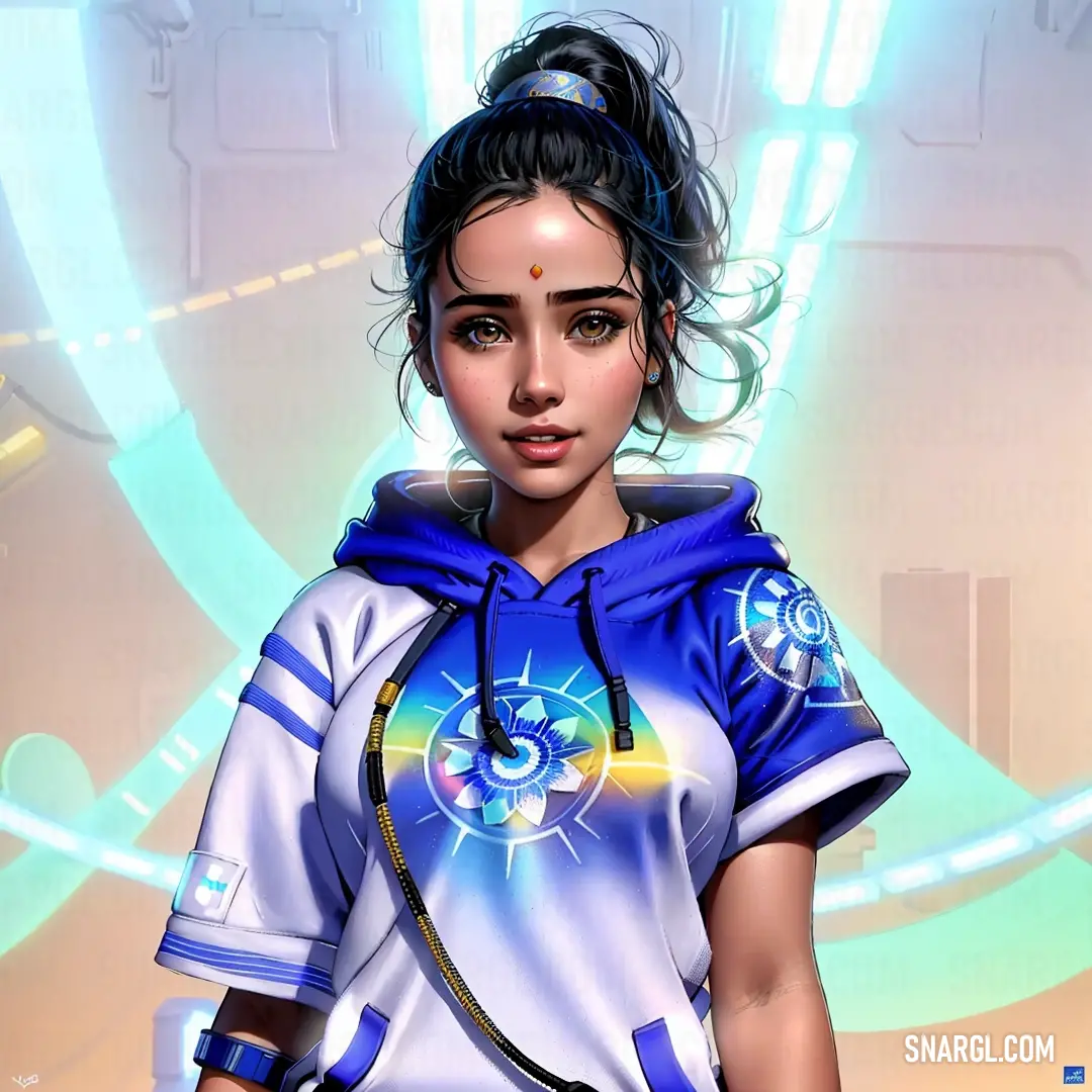 Woman in a futuristic outfit with a futuristic background