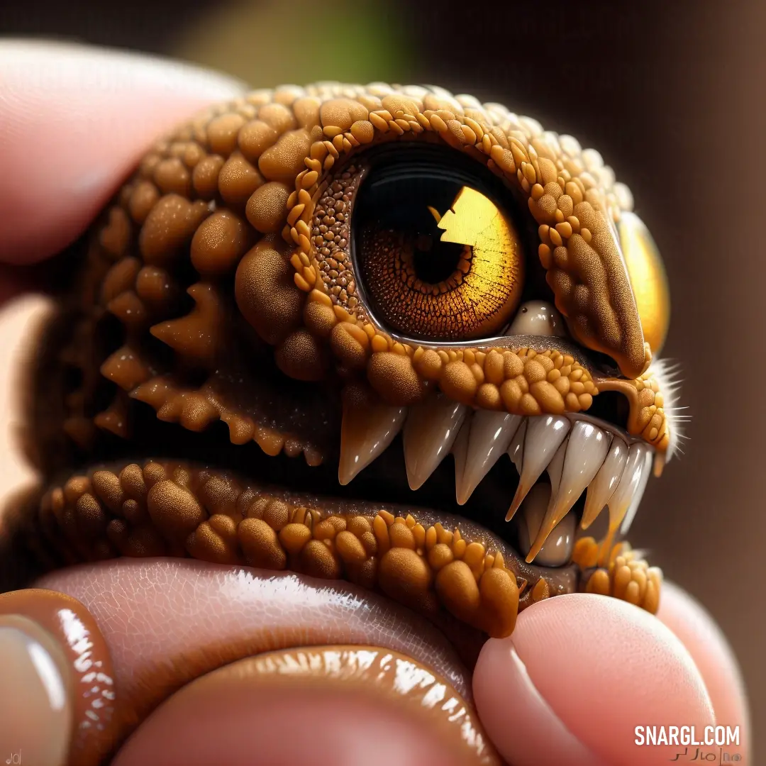 Close up of a toy with a big eye and a big mouth with a toothy grin on it