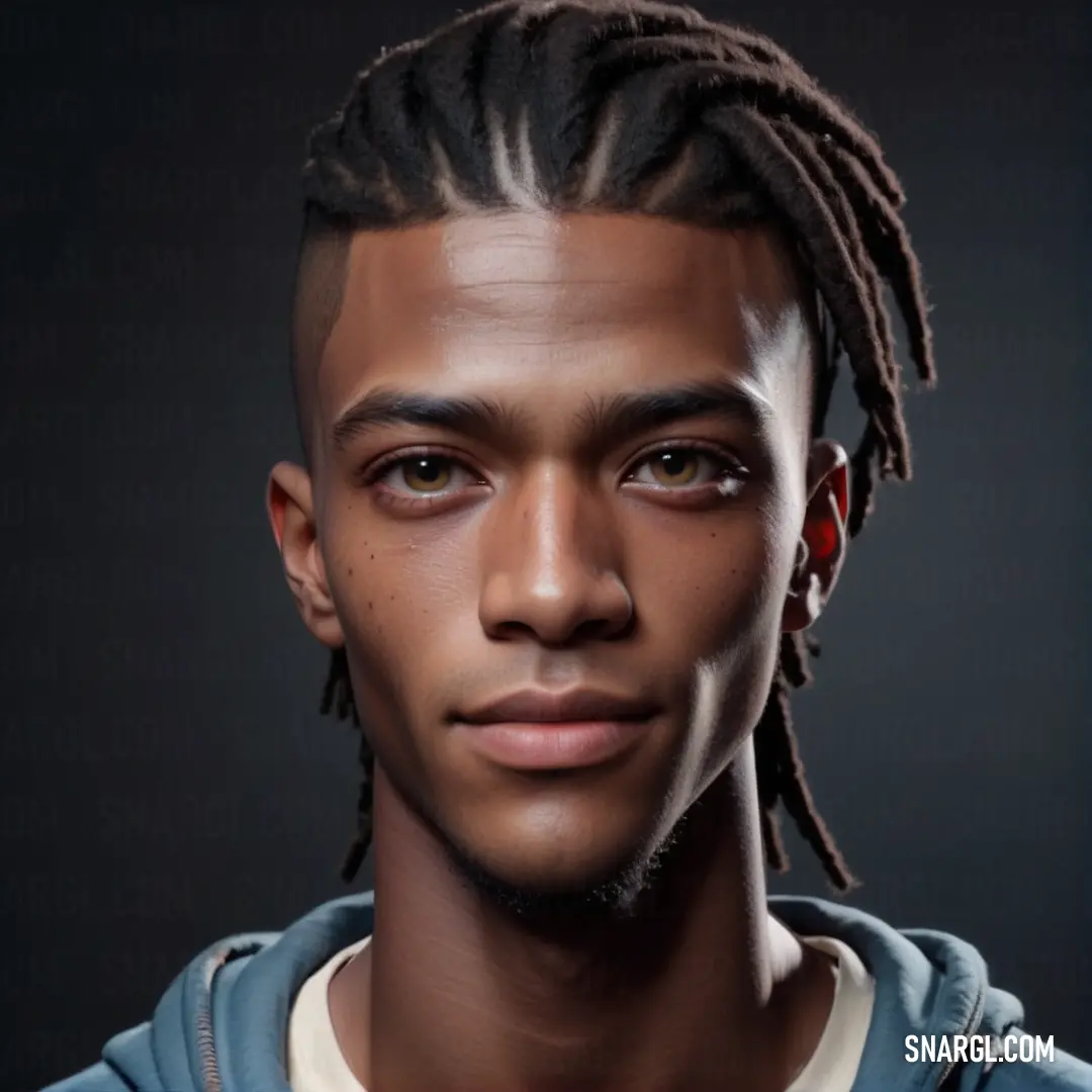 Man with dreadlocks and a blue shirt is shown in a digital painting style photo of a man
