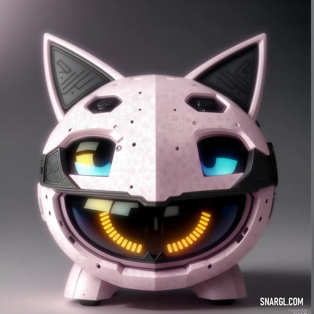 Cat mask with glowing eyes and a glowing smile on it's face