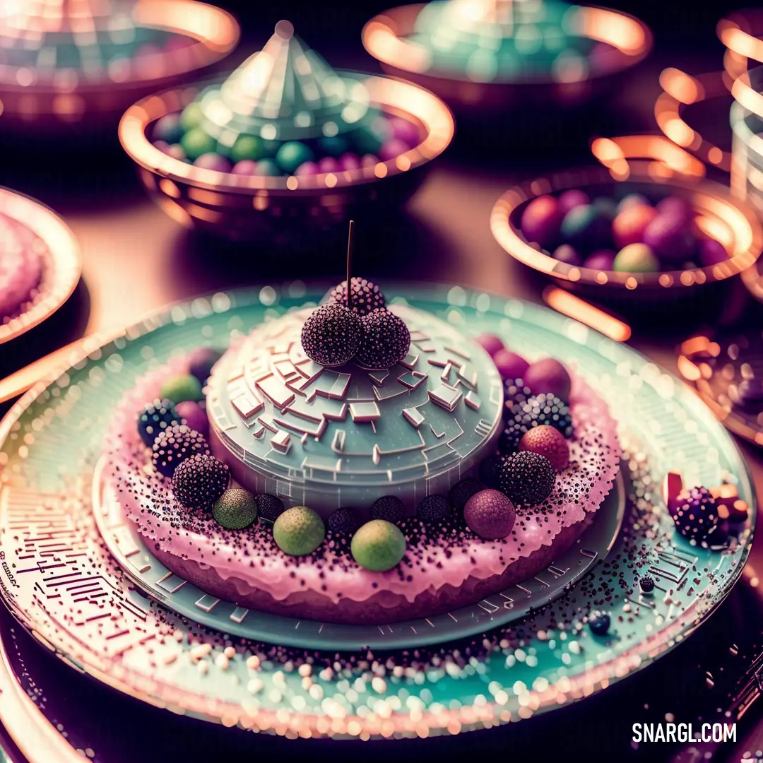 Cake on a plate with a candle on top of it. Color CMYK 0,13,12,2.