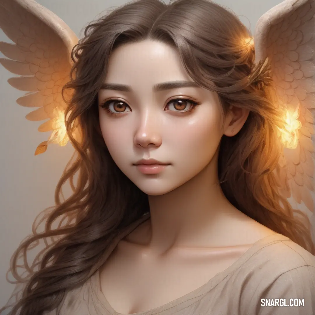 Digital painting of a woman with angel wings on her head