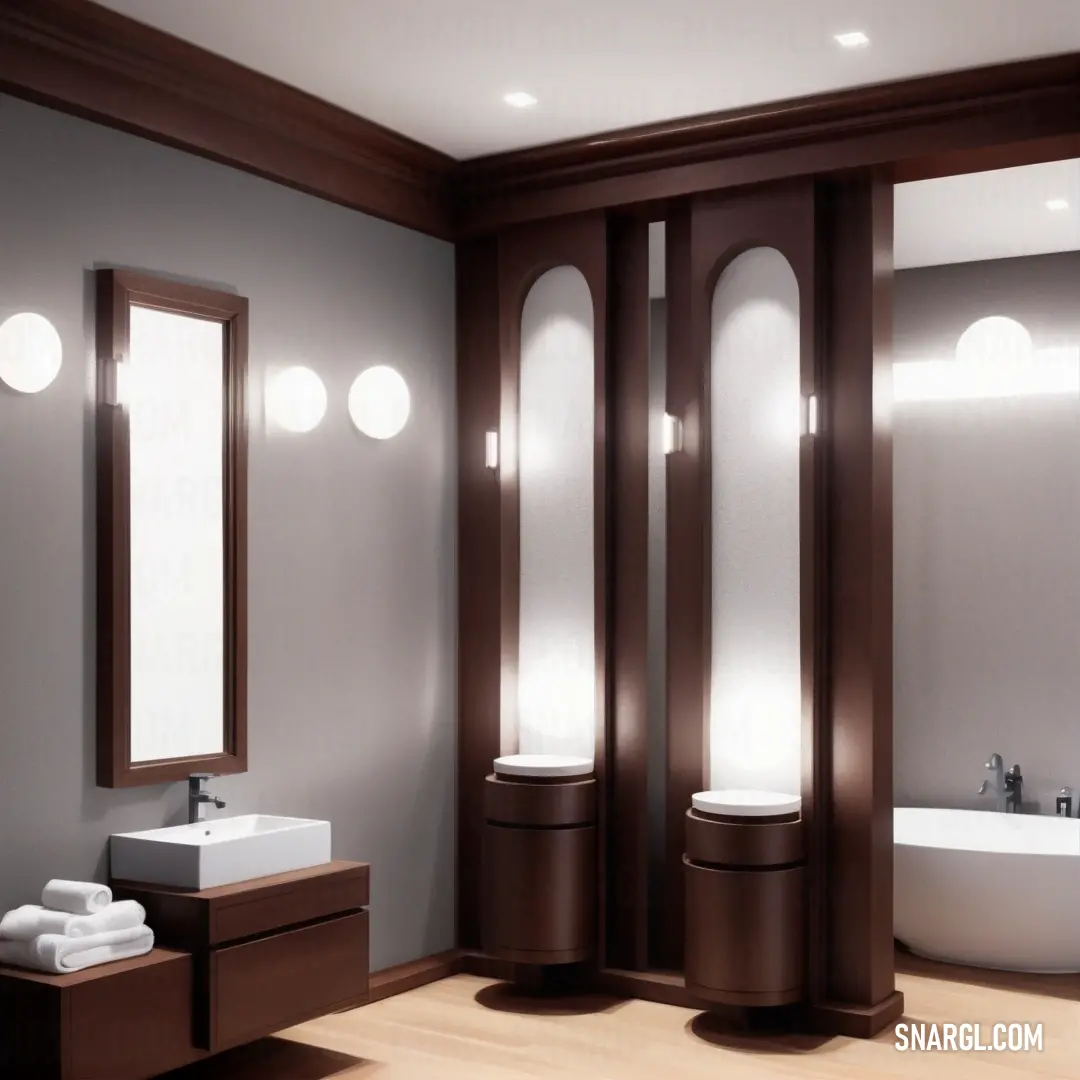 Bathroom with a sink, mirror. Color CMYK 0,4,7,21.