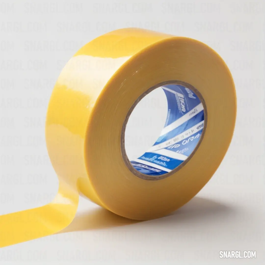 A bright roll of yellow tape rests against a stark white background, capturing the essence of simplicity while exuding an aura of creativity and practicality.