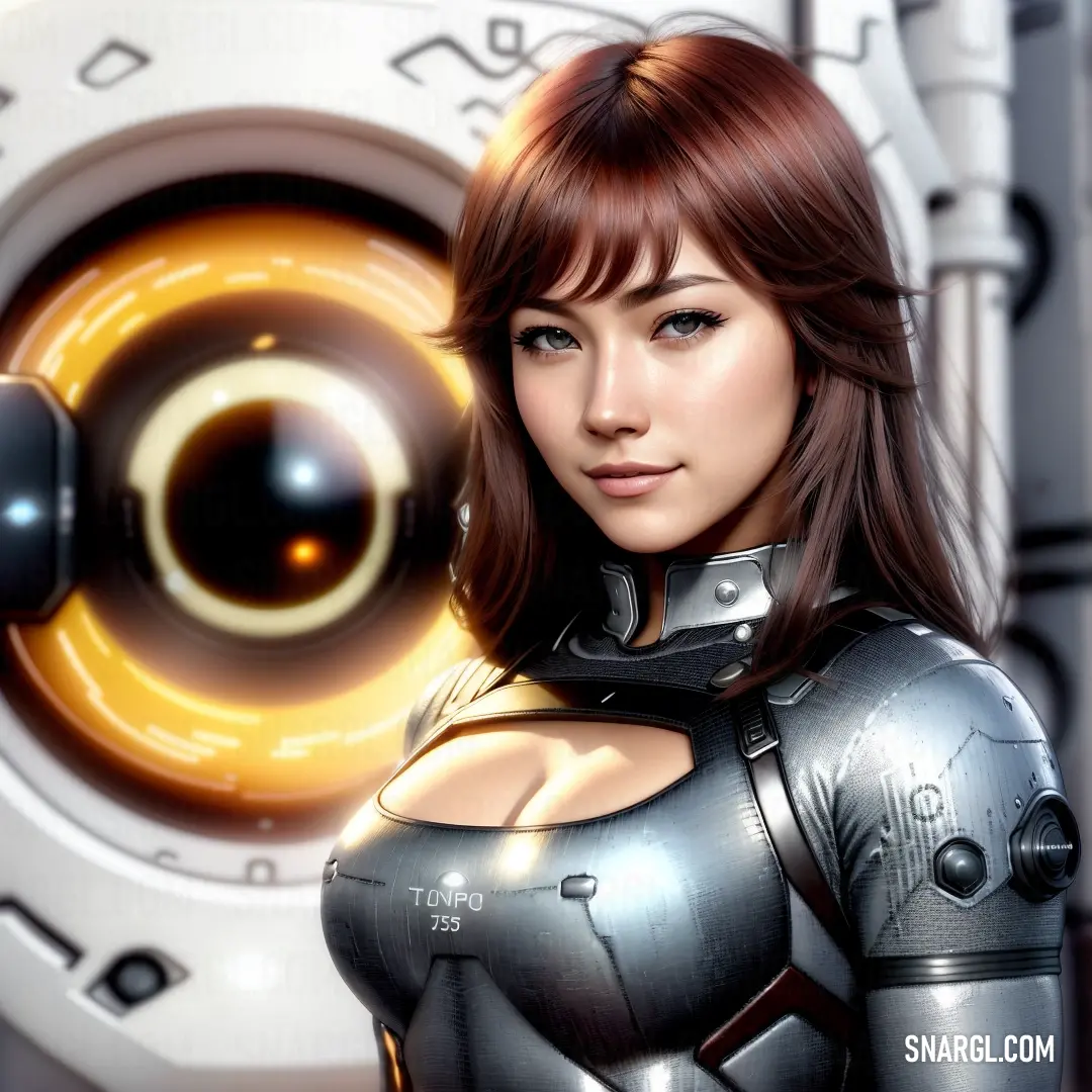 Woman in a futuristic suit with a futuristic background
