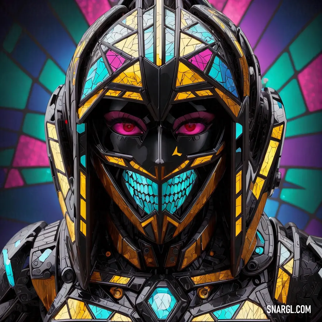 Stylized image of a robot with a colorful background