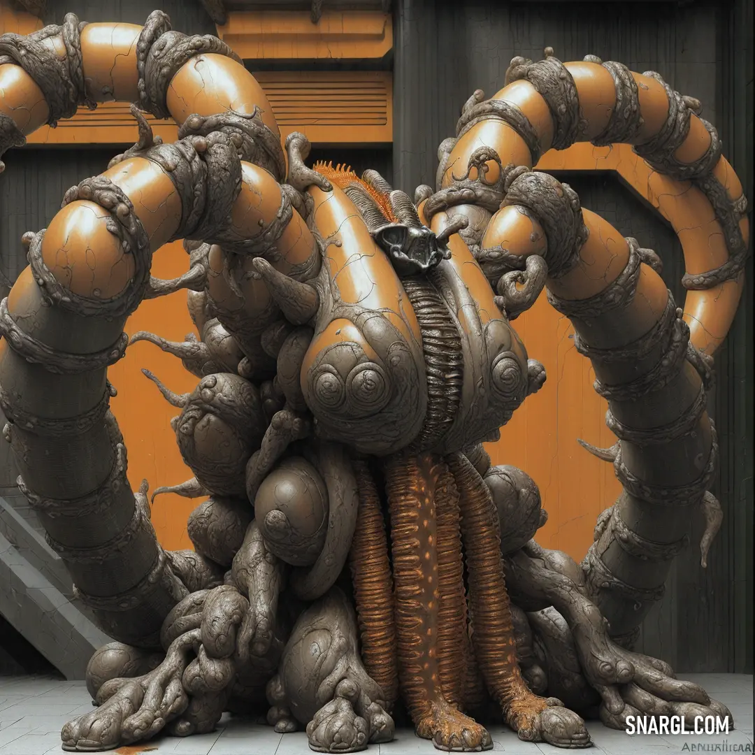 A large, imposing sculpture of a mythical creature, its oversized limbs and muscular form stretching across a vast space. The artwork exudes an aura of strength and power, drawing all attention to its unique design.