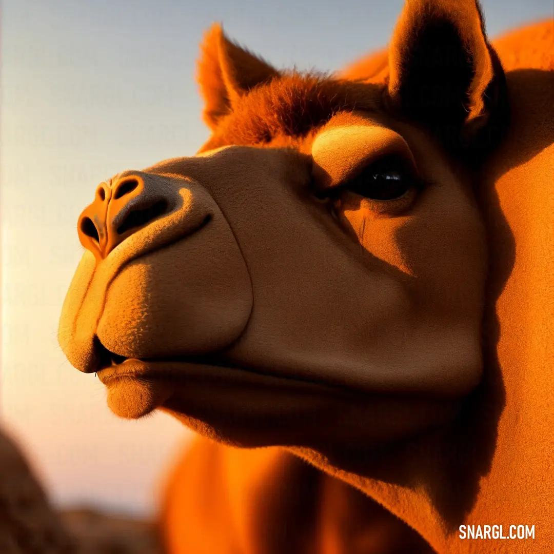 Close up of a cow's face with a sky background behind it and a light blue sky