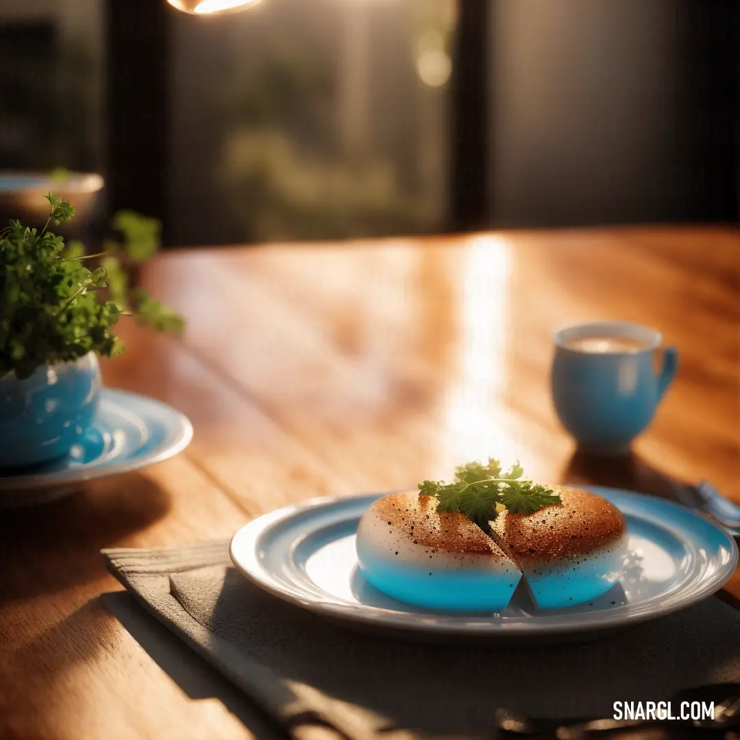 Plate with food on it on a table next to a cup of coffee and a fork and spoon