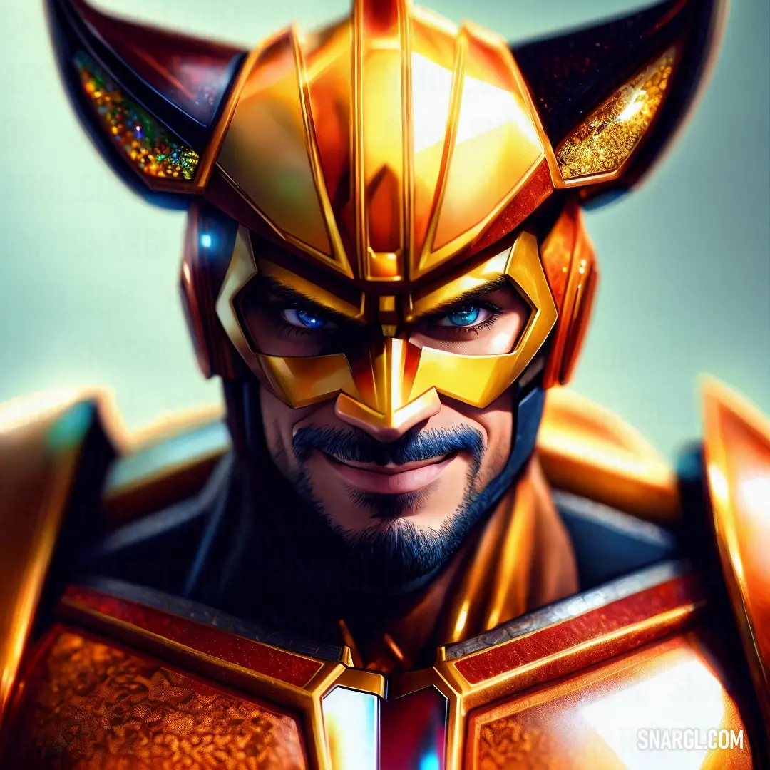 Man in a golden armor with horns and horns on his head