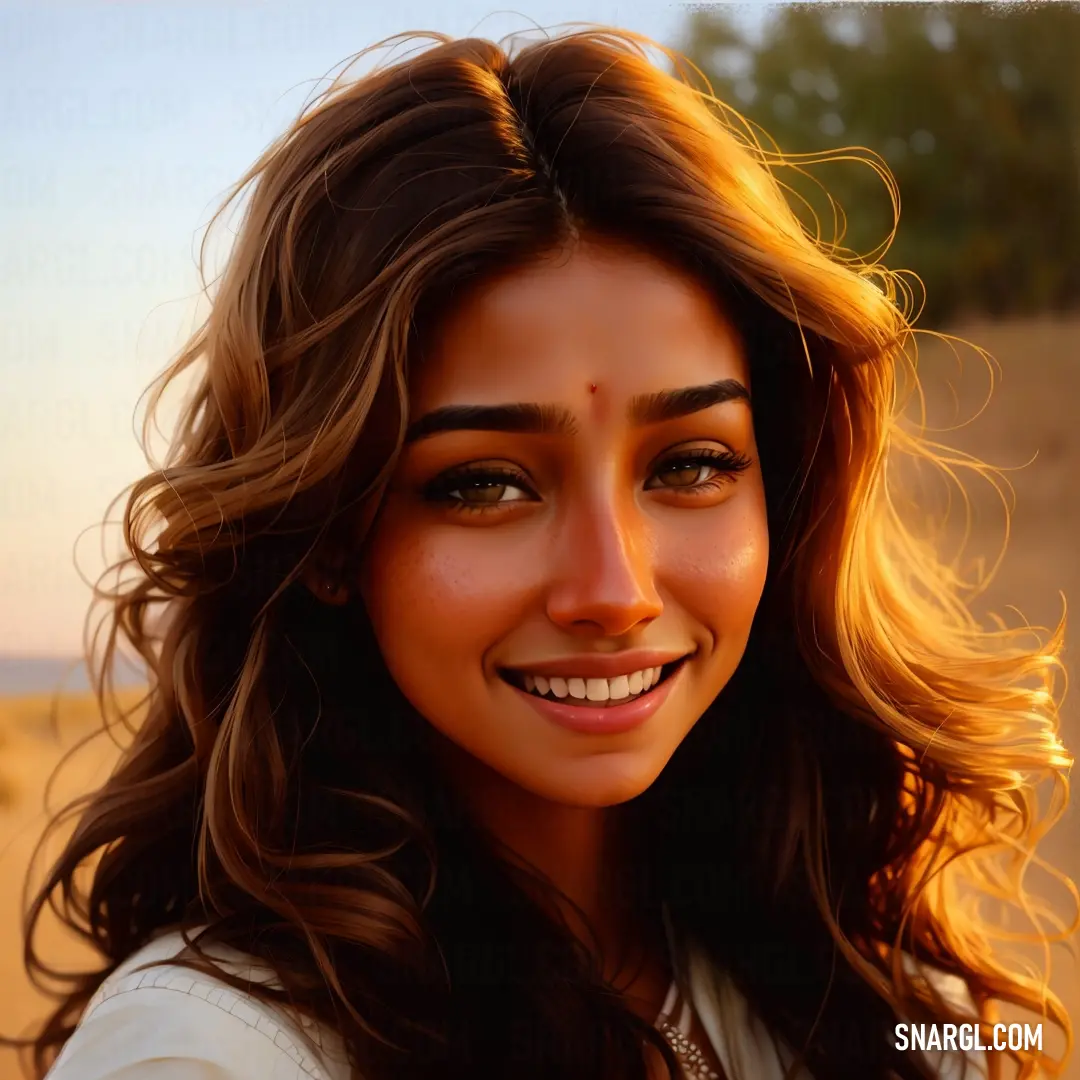 Woman with long hair and a smile on her face