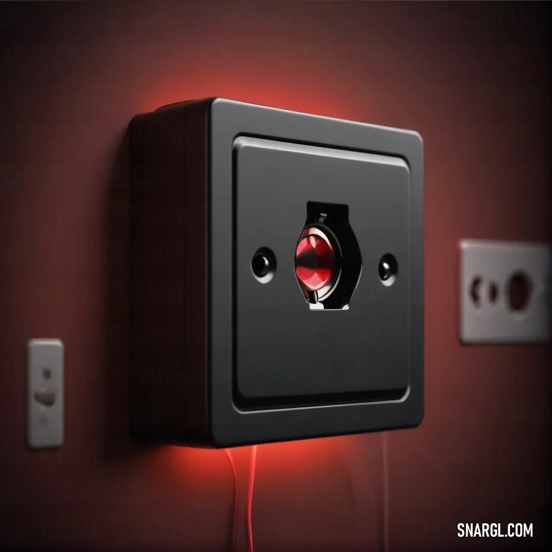 A striking black electrical box adorned with a vibrant red light exudes an aura of modern utility, captivating with its RGB 222,83,70 color scheme.