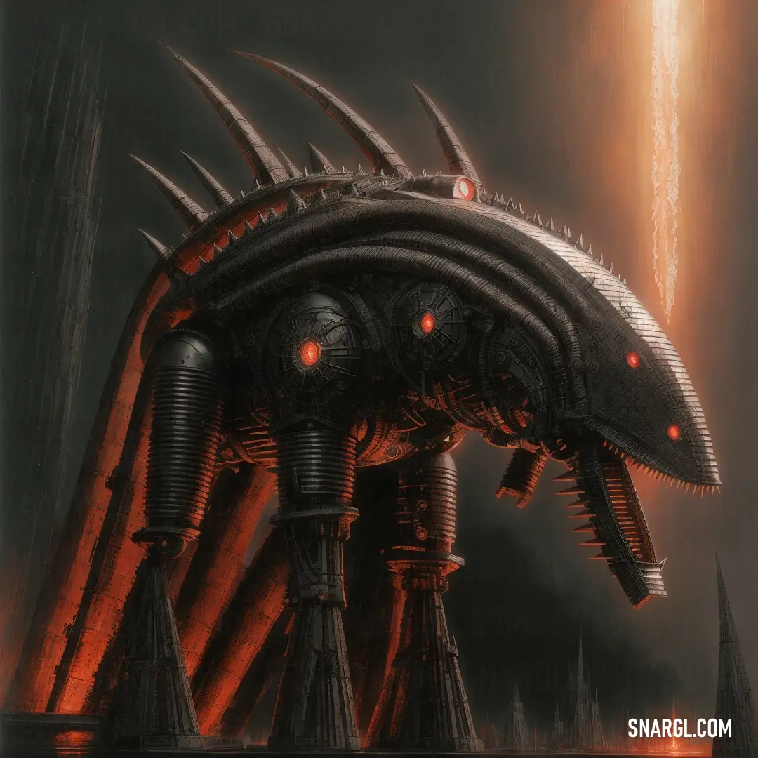 Giant alien creature with spikes and spikes on its head and legs